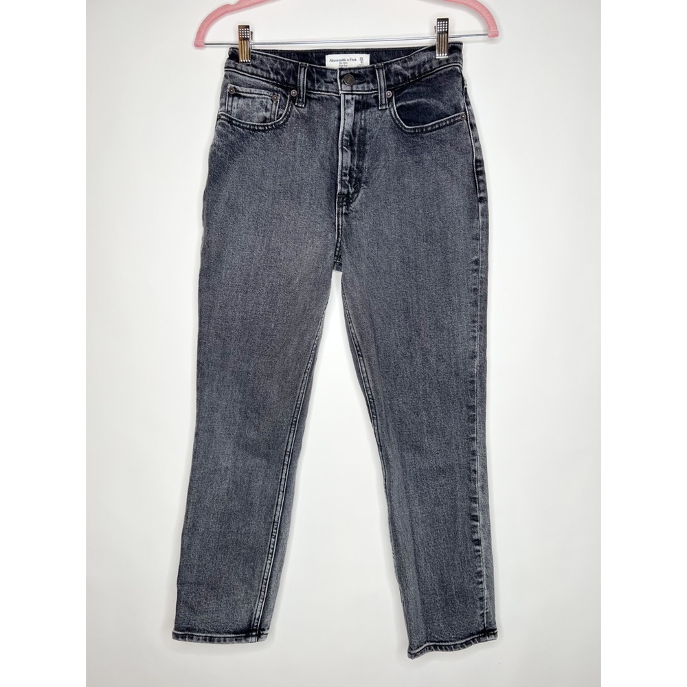 Abercrombie & Fitch Jeans The Mom High Rise Black Charcoal Gray Size 25 Short